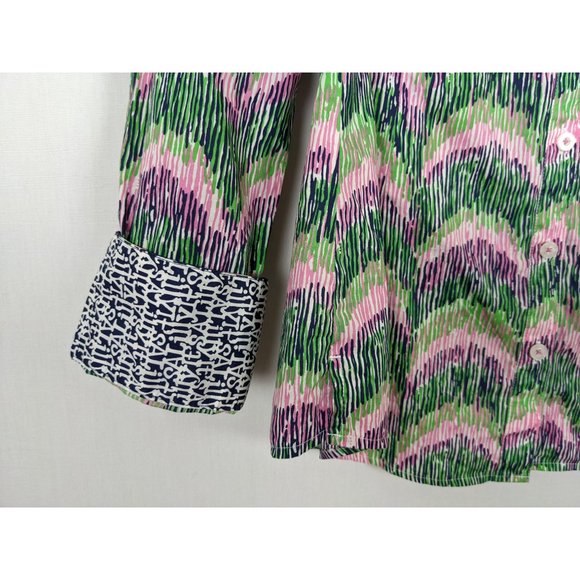 Lilly Pulitzer long sleeve button down cotton blouse sz 10 - Picture 4 of 9